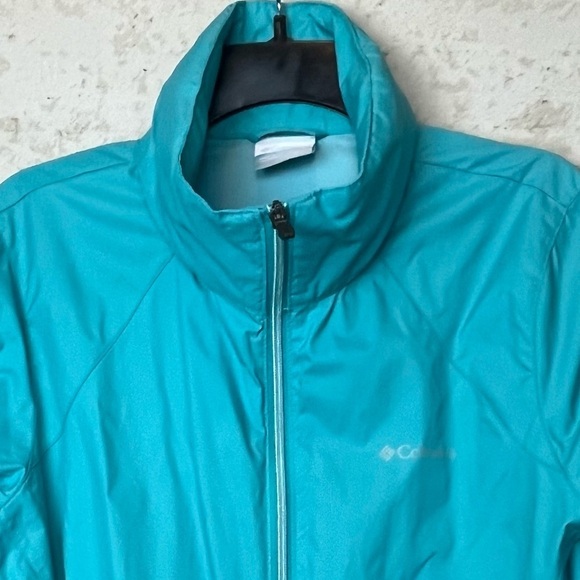 Columbia Nylon Blue Rain Wind Coat Large Packable - Picture 2 of 16